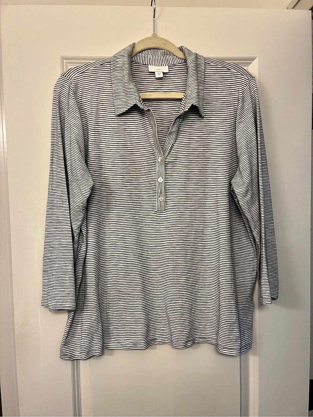 J.Jill Striped Cotton Tunic in White & Black Large